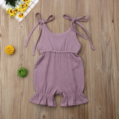 

Baby Girl Solid Romper Kids Suspender Pants Toddler Jumpsuit Playsuit Sunsuit