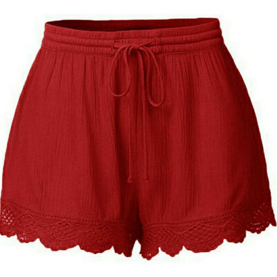 

Summer Beach Shorts Linen Women High Waist Plus Loose Hot Pants Sports Trousers