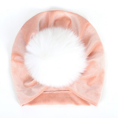 

2 Styles New Baby Girl Boy Newborn Baby India Hat Infants Soft Solid Flower Cap Raccoon Fur Pompom Beanie Hat