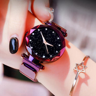 

Women Starry Sky Watch Fashion Magnet Buckle Mesh Band Roman Number Quartz Wristwatch Women Luxury Watches Zegarek Damski