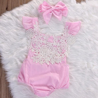 

Newborn Toddler Baby Girls Rompers Lace Floral Bodysuit Jumpsuit Outfits Sunsuit Clothes
