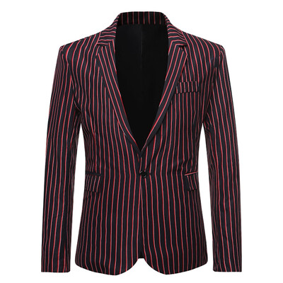 

Toponeto Mens Slim Button Suit Plaid Turn-down Collor tops Solid Jacket Coat