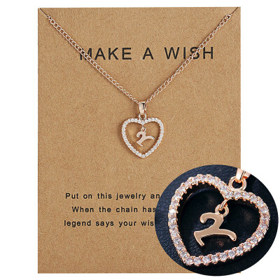 

Make A Wish 26 Letters Alphabet Pendant Necklace Cubic Zirconia Love Heart Crystal Charm Necklace for Women Jewelry With Card