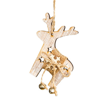 

Christmas Wooden Elk Socks Stars Tree Pendant With Bells And Hemp Rope Xmas Winter Holiday Hanging Drop Ornaments