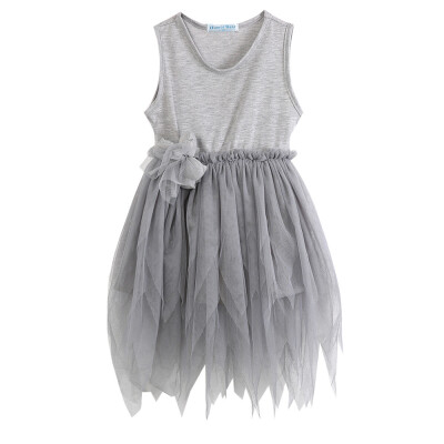 

Girls Dress Kids Vintage Gray Sleeveless Tulle Skirt Kids Sequins Party Dress