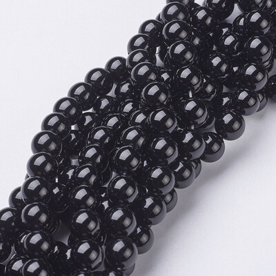 

Natural Black Agate Round Beads Strands Grade A Dyed 8mm Hole 1mm about 52pcsstrand 155"