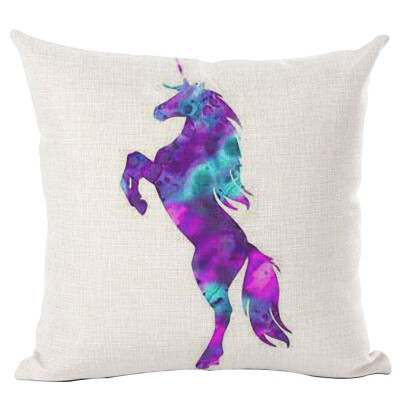 

Cotton Linen Watercolor Unicorn Sofa Cushion Cover Throw Pillow Case Home Decor