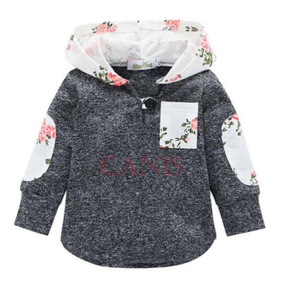 

CANIS Kids Baby Boys Girls Floral Hooded Pullover Tops Jacket Coat Outerwear New