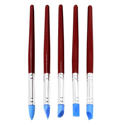 

5pcs Silicone Rubber Tip Pen Paint Brushes DIY Pottery Clay Sculpture Tools