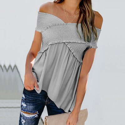 

2019 Fashion Women Summer Loose Elastic Short Sleeve Casual Tops T-Shirt Blouse