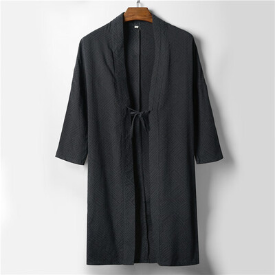 

Toponeto Mens Winter Casual Solid Color Long Sleeve Lacing Outwear Loose Overcoat