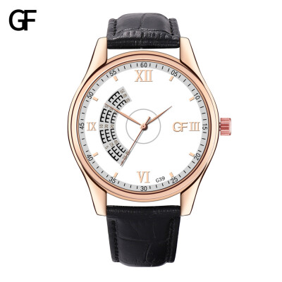 

Gobestart New Fashion High-End Mens Quartz Letter Watch Leather Strap Mens Watch