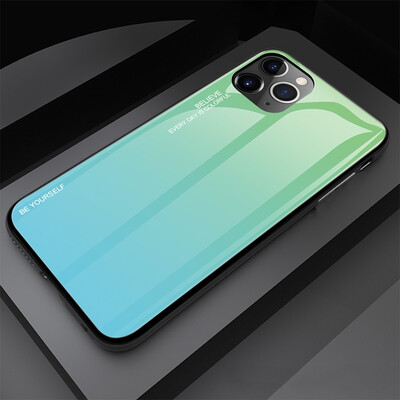 

For iPhone 11 11Pro 11Pro Max Gradient tempered glass back cover drop protection sleeve Tempered glass case