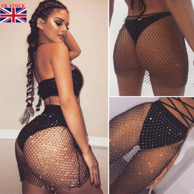 

Womens Mesh Sheer Mini Beach Dress Bikini Cover Up Sarong Summer Wear Swimwear