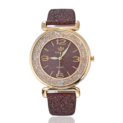 

Matte textured belt digital watch ladies sand filled with diamonds