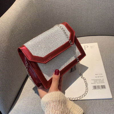 

2019 new cool cool color crossbody bag female chic casual wild chain shoulder bag fashion personality small square bag