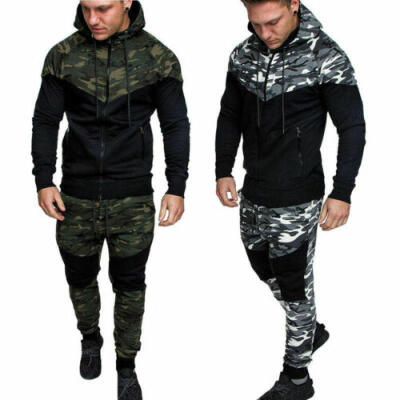 

UK MENS TRACKSUIT SET FLEECE HOODIE TOP & BOTTOMS JOGGERS GYM CONTRAST JOGGING