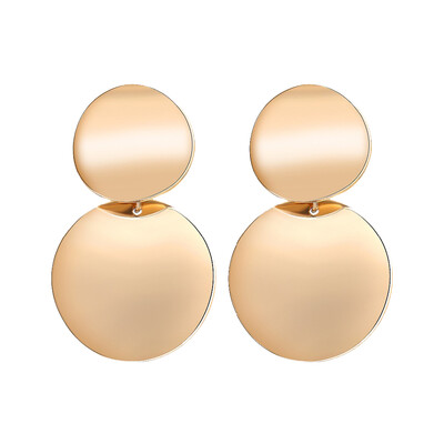 

EK801 Unique Elegant Round Metal Earrings for Women New Geometric Alloy Statement Earrings Fashion Jewelry Gift 3 Colors