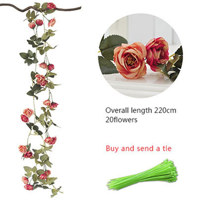 

FUNNYBUNNY Fake Rose Vine Flowers Plants Artificial Flower Hanging Rose Ivy Home Hotel Office Wedding Party Garden Craft Decor