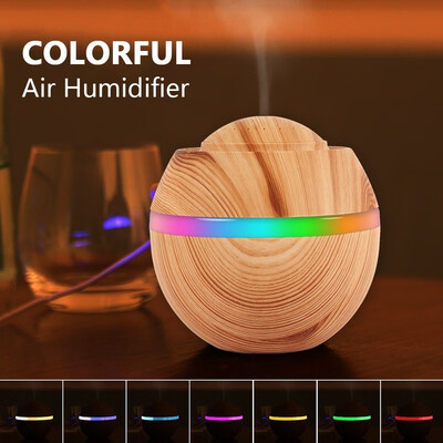 

LED 7 Color Changing 500ml Wood Grain USB Ultrasonic Air Aroma Humidifier Aromatherapy Oil Diffuser Night Light