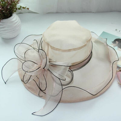 

New Womens Organza Church Summer Wide Brim Kentucky Derby Hat Party Wedding Cap
