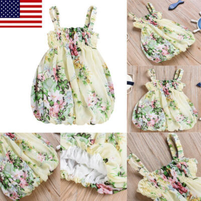 

US STOCK Sweet Toddler Baby Girls Sleeveless Princess Floral Fluffy Dress Outfit