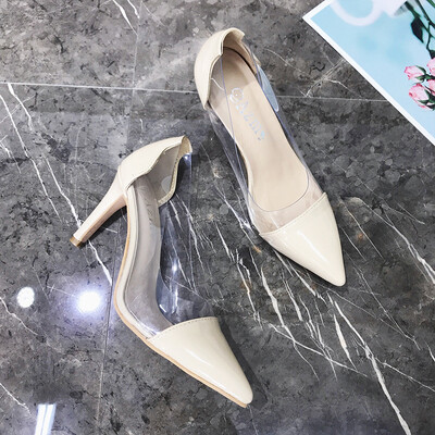 

2018 Black Baitao Korean version of Xiaoqing New High-heeled Shoes Girls Spring Tiny-heeled Single Shoe Girls