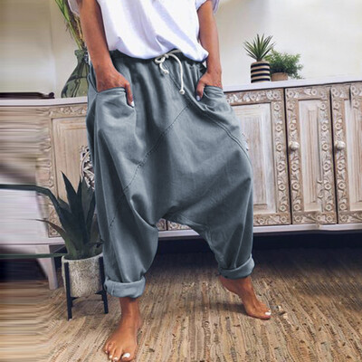 

The Fashion Womens Casual Pockets Solid Cotton-Blend Vintage Pants
