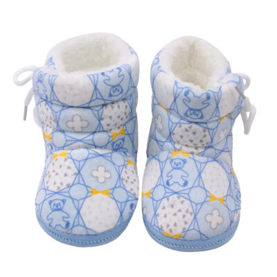 

Winter Baby Children The First Walker Shoes Newborn Bear Printing Cotton Boots Side Lace Shoes Baby Toddler Shoes