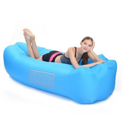 

Inflatable Lounger Foldable Air Couch Portable Air Hammock With Ergonomic Pillow And 2 Side Pocket Extra Storage