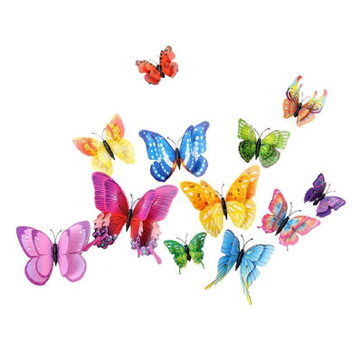 

12Pcs Wall Stickers Double Layer PVC Butterfly Shape Wall Decal Sticker Home Living Room Nursery Outdoor Fences Garden Lawn Backya