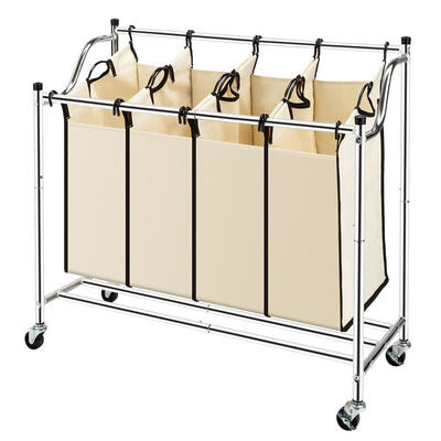 

Laundry Sorter Heavy-Duty Rolling Laundry Hamper Cart w 4 Removable Bags
