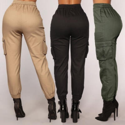 

Women´s Harem Cargo Trousers Cotton Pants Solid Punk Loose Long Sports