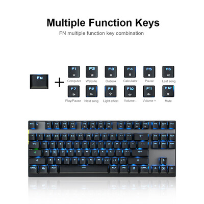 

Motospeed Wired Wireless Dual Mode 87 Keys Red Switch Mechanical Keyboard 24G Wireless Backlit Gaming Keyboard Built-in Recharg