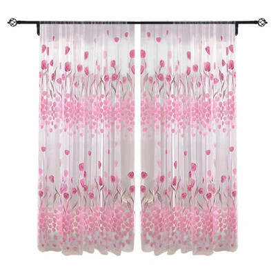 

Tulip Printed Tulle Voile Door Window Curtain Sheer Drape Panel 200 x 100CM