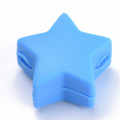 

Food Grade Environmental Silicone Beads Chewing Beads For Teethers DIY Nursing Necklaces Making Star DodgerBlue 14x135x8mm