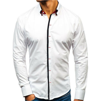 

Men Formal Dress Shirt Slim Fit Business Long Sleeve Solid Color Work Casual Top