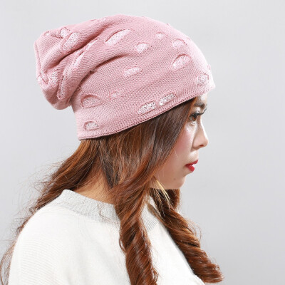 

Tailored Men And Women Autumn Winter Sequin Knitted Hats Indoor Plus Warm Wool Knit Caps