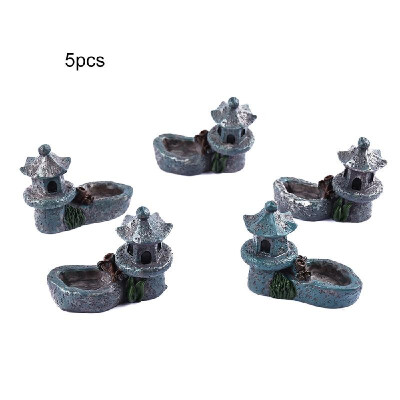 

5pcsset Mini Vintage Artificial Tower Pool Fairy Garden Resin DIY Craft Ornaments Miniature Landscape Model Home Decoration Photo