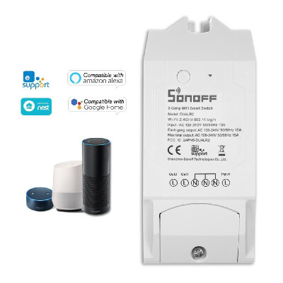 

SONOFF Dual ITEAD 2 Channels WIFI Smart Switch Works with Amazon Alexa & for Google HomeNest Universal Wireless Remote Control Sw