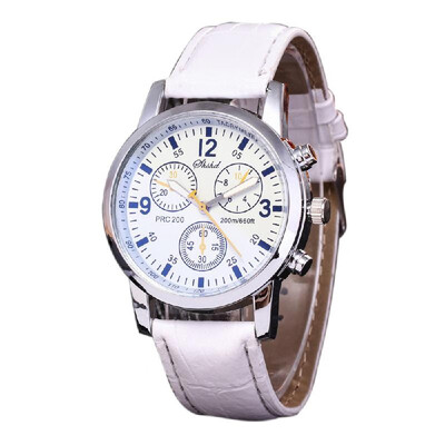 

Business wholesale double-sided belt fashion quartz watch female student Geneva three-eye six-pin quartz mens watch white