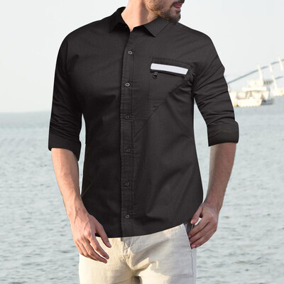 

Tailored Fashion Mens Long Sleeve Casual Fit Silm Shirt Blouse Pocket Top