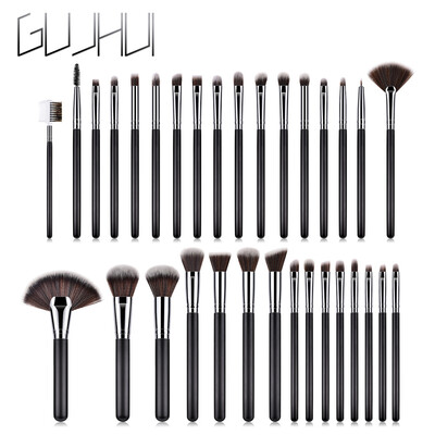 

〖Follure〗32PCS Black Wooden Cosmetic Makeup Brush Foundation Powder Eyeshadow Brush