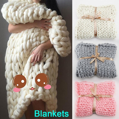 

Thick Line Hand-woven Blanket Adult Children Wool Blanket Coarse Wool Needle Knitting Blanket