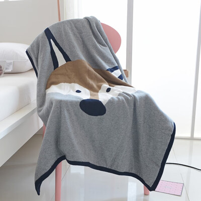 

100 Cotton Thicken Children Knit Blanket Double Jacquard Design Fox Rabbit Baby Throw Blanket Hold Soft Blanket 90x130cm