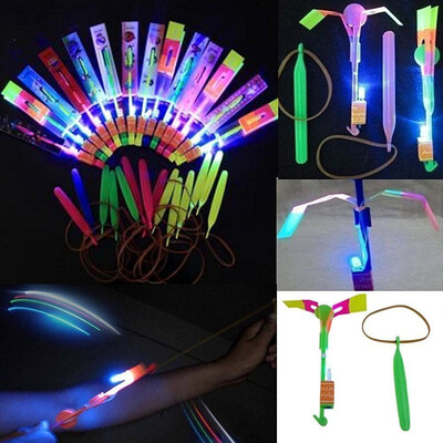

Siaonvr 5pc Amazing Led Light Arrow Rocket Helicopter Flying Toy Party Fun Gift Elastic