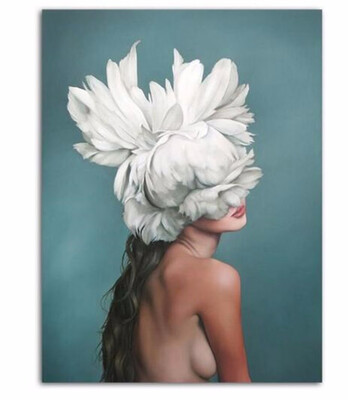 

Sexy Nude Painting Posters&Flowers Feather Women Oil Painting Canvas Wall Pictures for Living Room Home Decoration wholesale