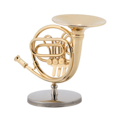 

Greensen 4in Miniature Golden French Horn Replica with Stand Instrument Model Ornaments Christmas Gifts