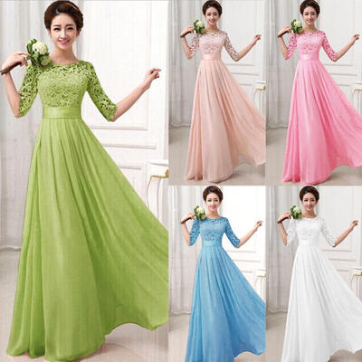 

New Sexy Long Chiffon Formal Lace Party Cocktail Evening Prom Wedding maxi Dress