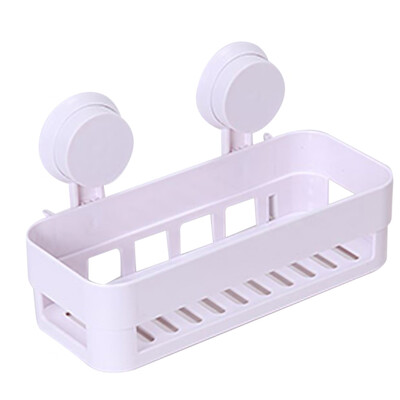 

Plastic Shower Kitchen Bathroom Shelf Wall Rack with 2 Suckers Holders